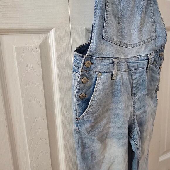 Blue Spice Women's Blue Bib Light Wash Distressed Overalls Jumpsuit Size 5 - Picture 7 of 8
